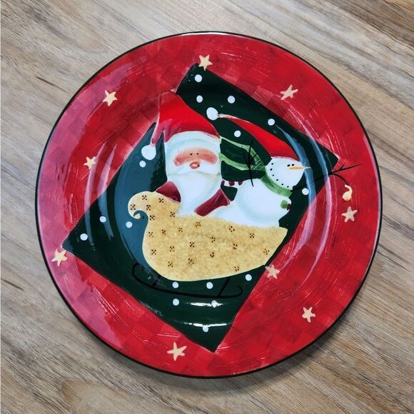 💜Home Red Christmas Themed Salad/Dessert Plates Set of 4 - Picture 4 of 9